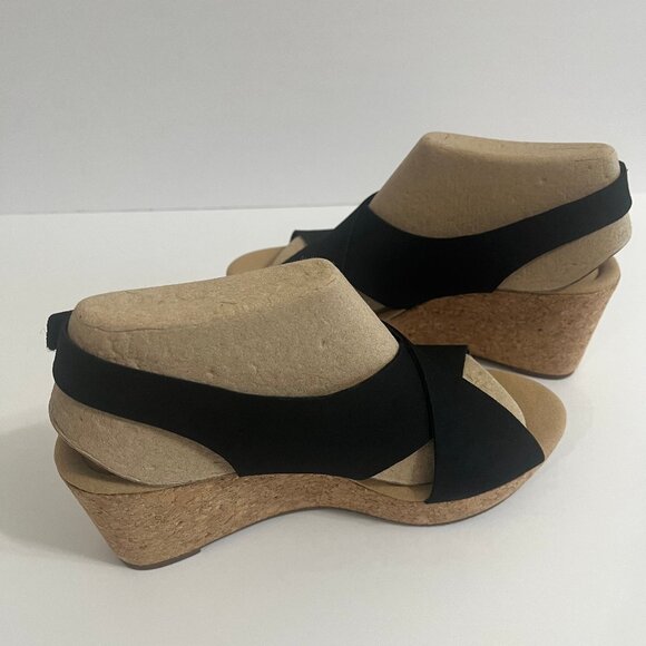 Clarks Annadel Eirwyn Suede Platform Comfort Wedge Cork Heel Sandal Black 6 - Picture 6 of 16
